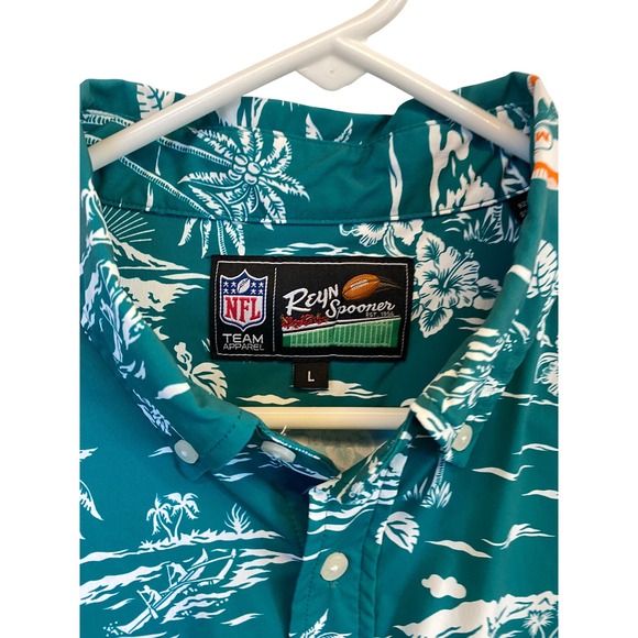 Reyn Spooner NFL Miami Dolphins Hawaiian Button Up Shirt Men's Large Aloha - Picture 4 of 8